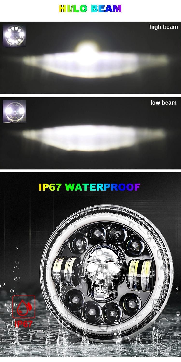 Auto Lighting System Offroad Faro RGB LED 4X4 75W 7inch off Road 4WD Car Round LED Headlight