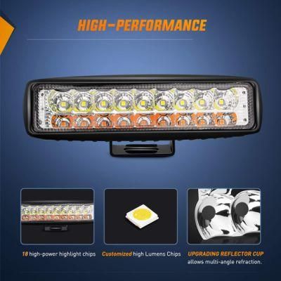 Flood Beam Amber White Dual Color Car 12 LED Working Head Light Bar for SUV Offroad Driving Fog Lights