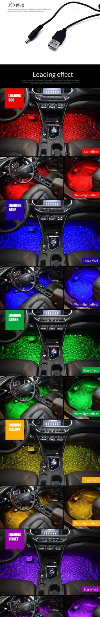 Colorful Car Atmosphere Lamp Car Star Light Decorative Seat Light Remote Control Starlight