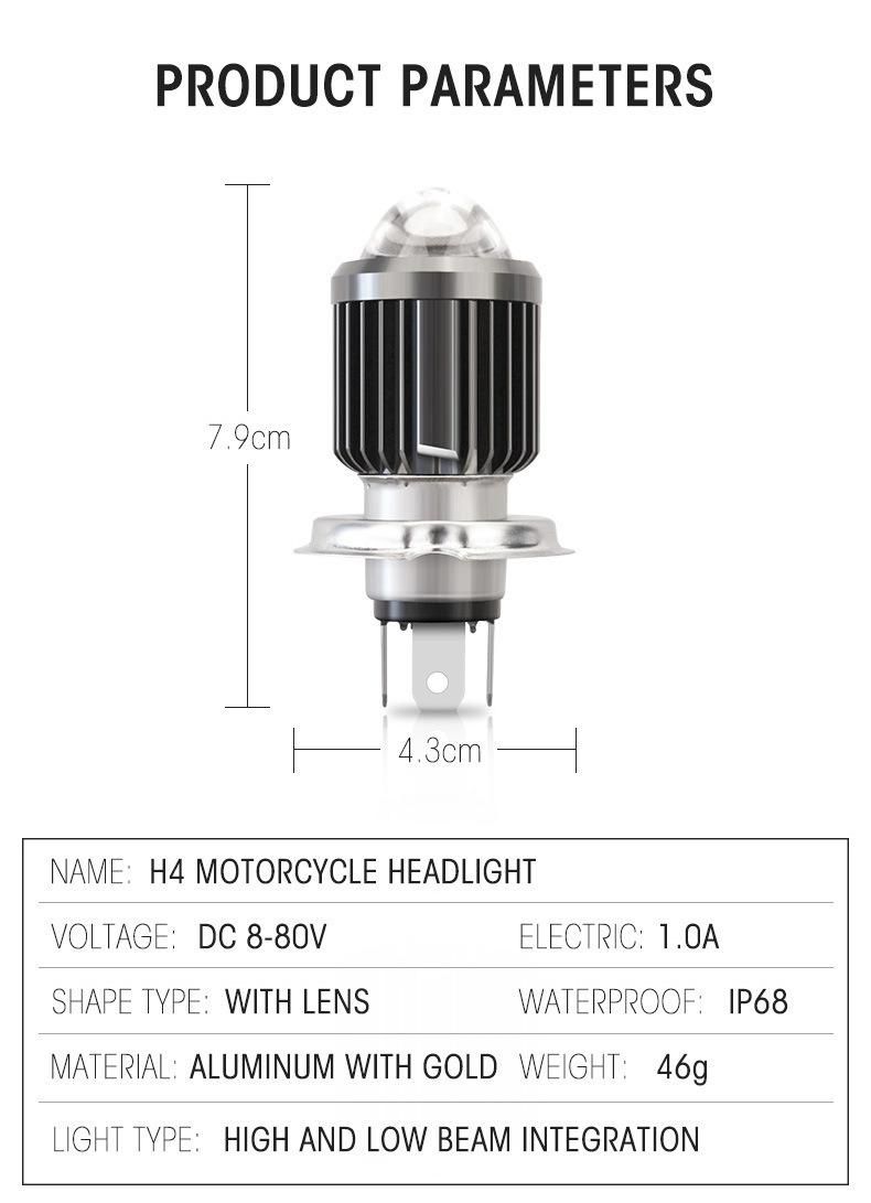 Motorcycle Headlights H4 Three-Claw H6 White and Yellow Electric Lights High Low Beam Integrated Spotlight Two-Color Modified H6 Bulb