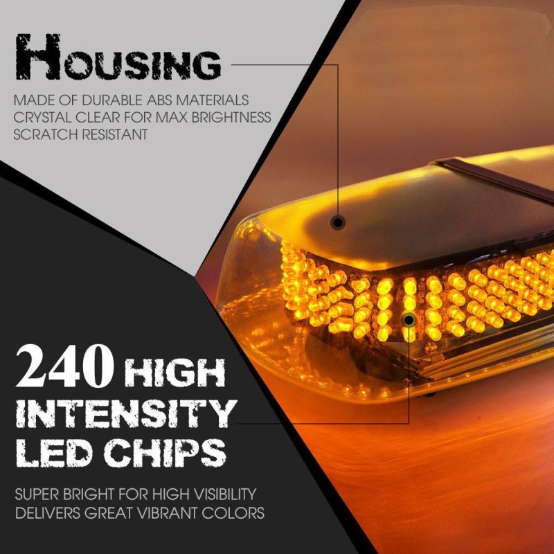 240 LED Law Enforcement Emergency Hazard Warning Top Roof LED Mini Bar Strobe Light with Magnetic Base