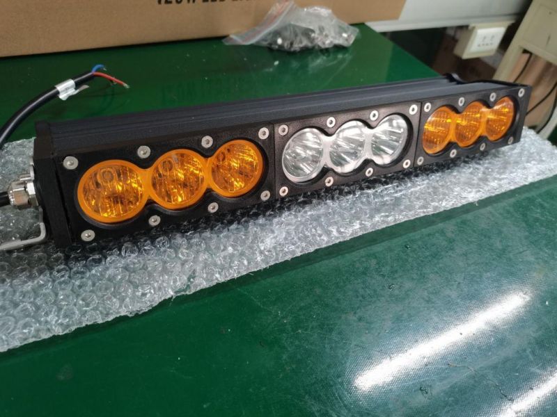 Amber White Spot Flood 90W Single Row LED Light Bar for Offroad Jeep