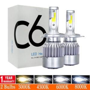 Super Bright H4 LED COB Chip Auto Car Headlight 72W 8000lm High Low Beam All in One Automobiles Lamp 6000K 12V