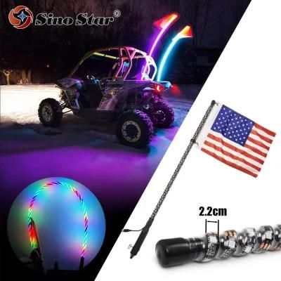 Swl1-4FT 1PCS LED Car Accessories Remote Control Flexible RGB 4FT /1.2m Antenna LED Whip Light off Road for ATV UTV