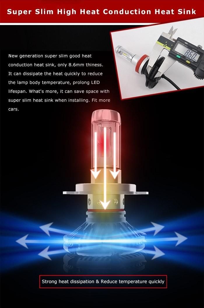 Fanless Bright H8 Phi-Zes 6000lm Car LED Headlight