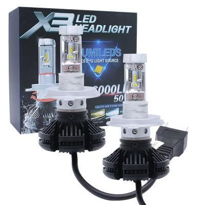 Yellow LED Headlight Bulbs 12V DC 6000lumen 50W