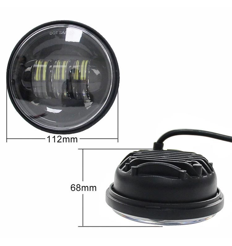 Black Chrome 30W 4-1/2" 4.5 Inch LED Passing Light for Harley Motorcycle Fog Lights 4.5"