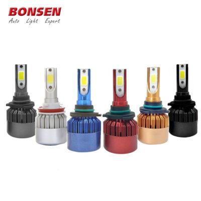 China Factory Auto Part LED Headlight Bulb COB Chip H4 H7 9005 9006 LED H4 Headlights C6 LED Headlight