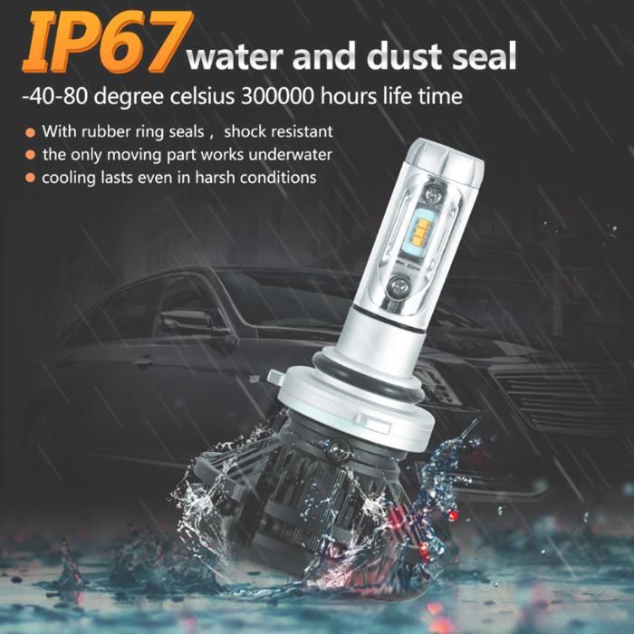 High Power 50W Fanless Hb4 9006 3 Color LED Headlight