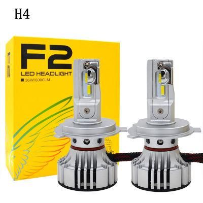New F2 C6 Car LED Headlight H4 Auto Lamp Bulb 72W 12000lm 6500K H7 H11 Hb3 9005 Hb4 Csp Chips Turbo Fan LED Fog Light