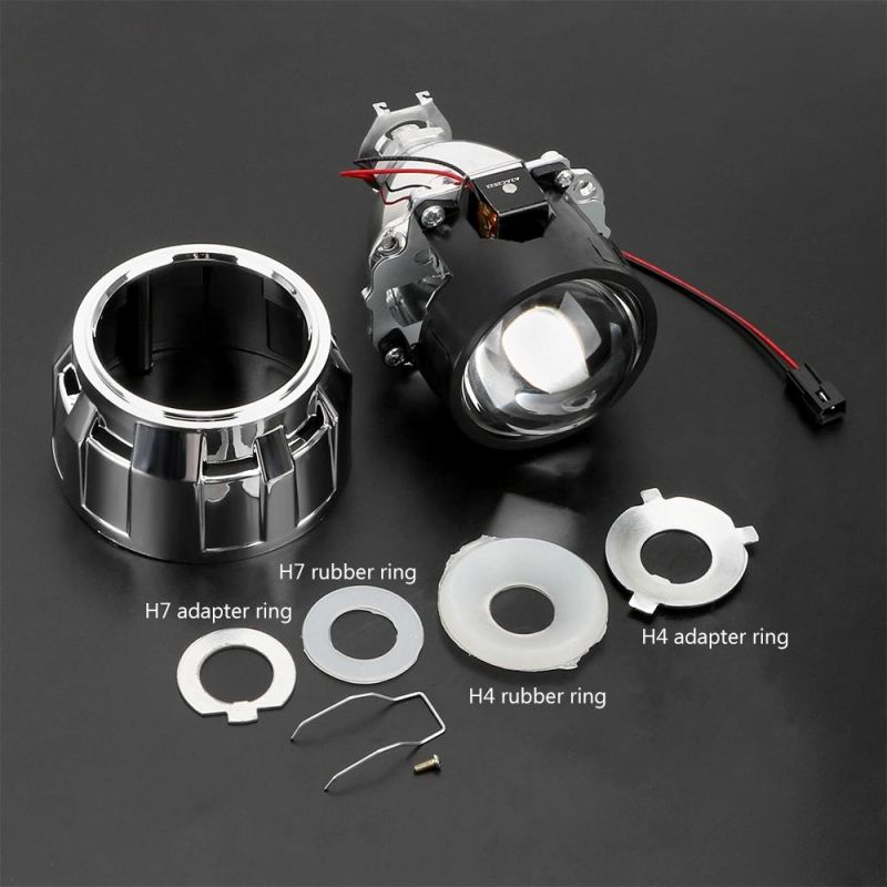 H1 LED Bulb H4 H7 Headlight Xenon HID Projector Lens Silver Black Shell 2.5 Inch Motorcycle Car Accessories