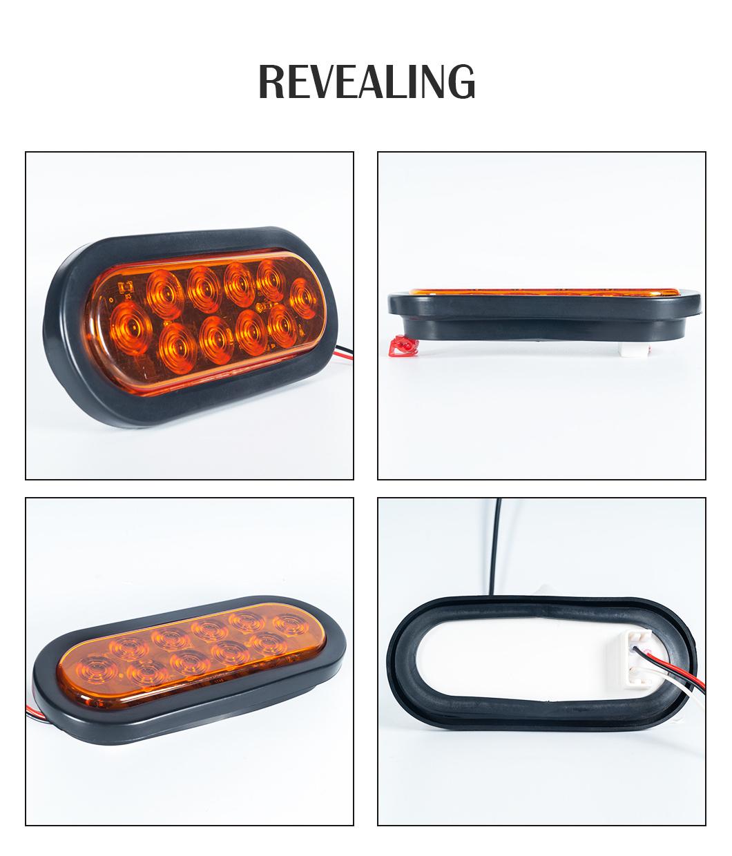 6 Inch Oval Trailer Tail Lamps Amber Turn Tail Lamps