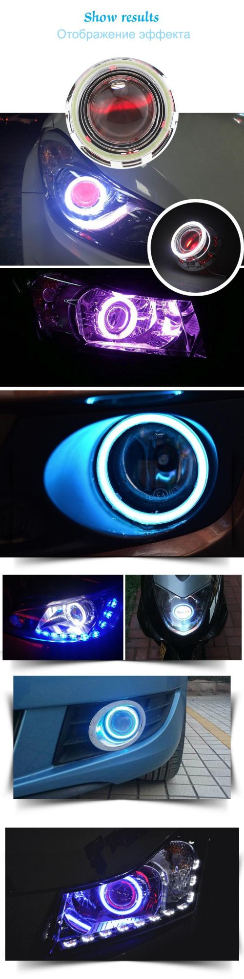 2X Angel Eyes 60mm 70mm 80mm 90mm 100mm 110mm 120mm Halo Ring Car LED Fog Light Motorcycle Daytime Running Light DRL Headlight