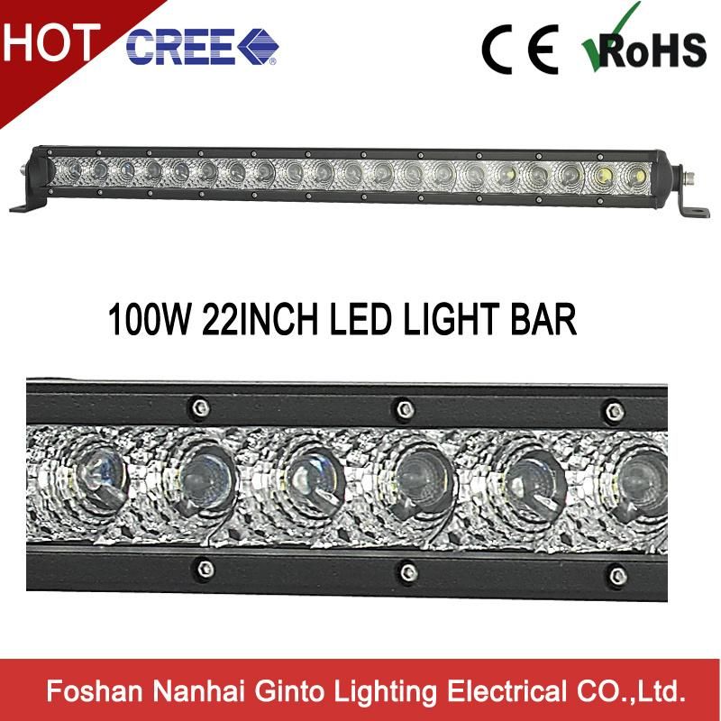 High Lumen 100W 21.5inch Jepp 4X4 Single Row LED Car Light Bar