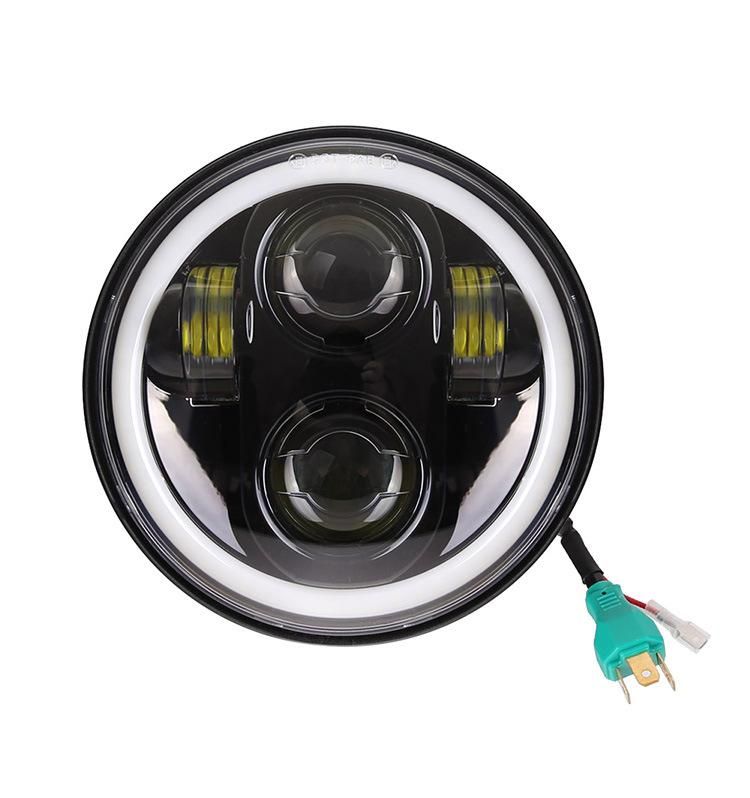 5.75 Inch Round LED Projection Headlight for 2012-2016 Harley Fld Davidson Touring Rod Fatboy White DRL LED Motorcycle Headlamp 5.75"