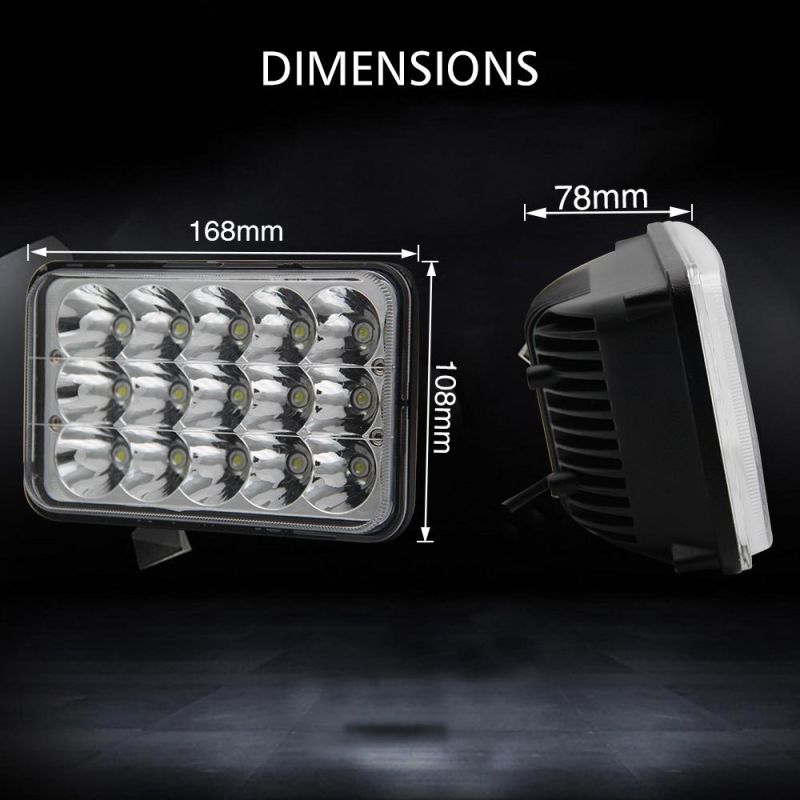 High/Low Beam Truck 45W Square Truck 4X6 LED Headlamp