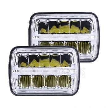 7inch Rectangular Headlight H4 Hi/Lo Beam Square 45W LED Work Light with DRL for Peterbilt Kenworth Freightliner Truck