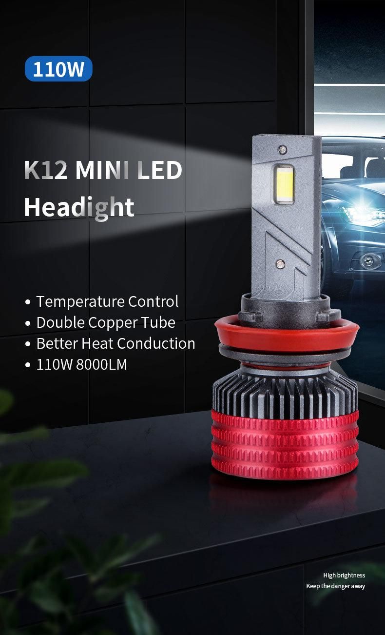 Small Size 110W 8000lm 12V K12-Mini Car LED Headlight Bulb H11 H7 H4 LED Car Lights