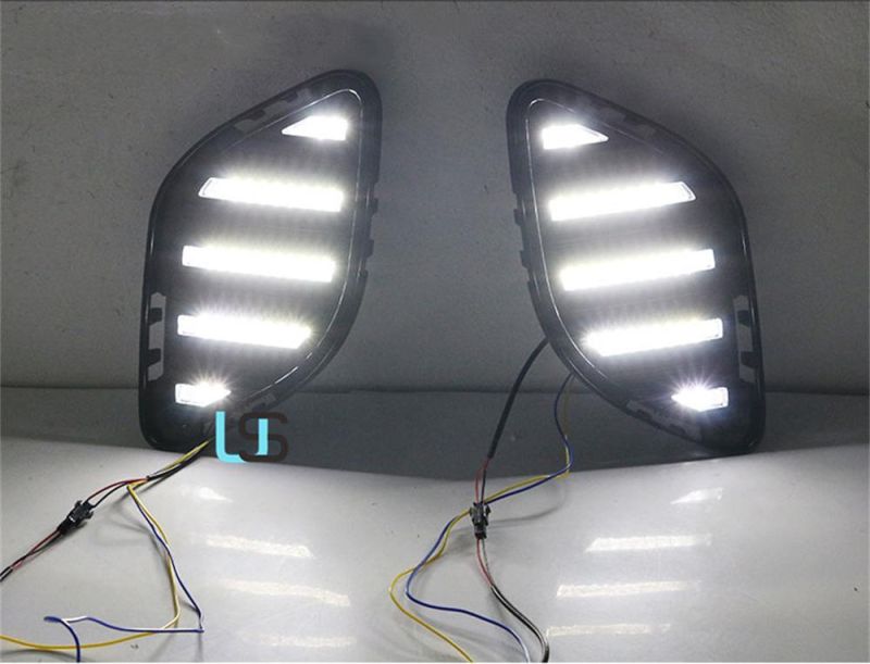 Car Brake Reverse DRL Front Bumper LED Headlight Fog Lamp Auto Daytime Running Light with Moving Turn Yellow Signal Function for Buick Envision S 2020