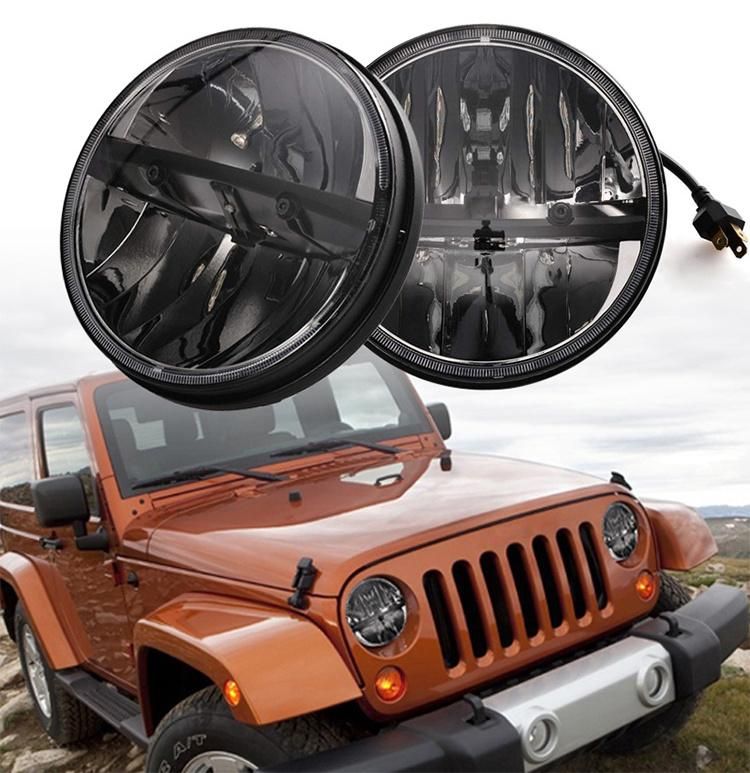 Super Bright Wrangler Jk Niva 4X4 Lada Harley Motorcycle Jeep 7 Inch Round 30W High Low LED Headlight Auto Lamps Car LED