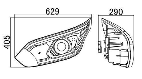 LED Head Lamp with ECE Certificaton, Fixed on 6-12m Bus Parts