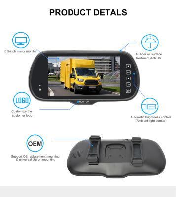 6.5 Inch Network DVR 720p LCD Car Backup Rearview Mirror Camera Monitor System