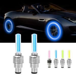 2PCS Car Wheel LED Light motorcycle Bike Light Tire Valve Cap Decorative Lantern Tire Valve Cap Flash Spoke Neon Lamp