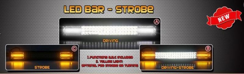 New White LED Bar with Amber LED Strobe 136W 6000K 8000lm IP 67 4*4 LED Drving LED Light Bar