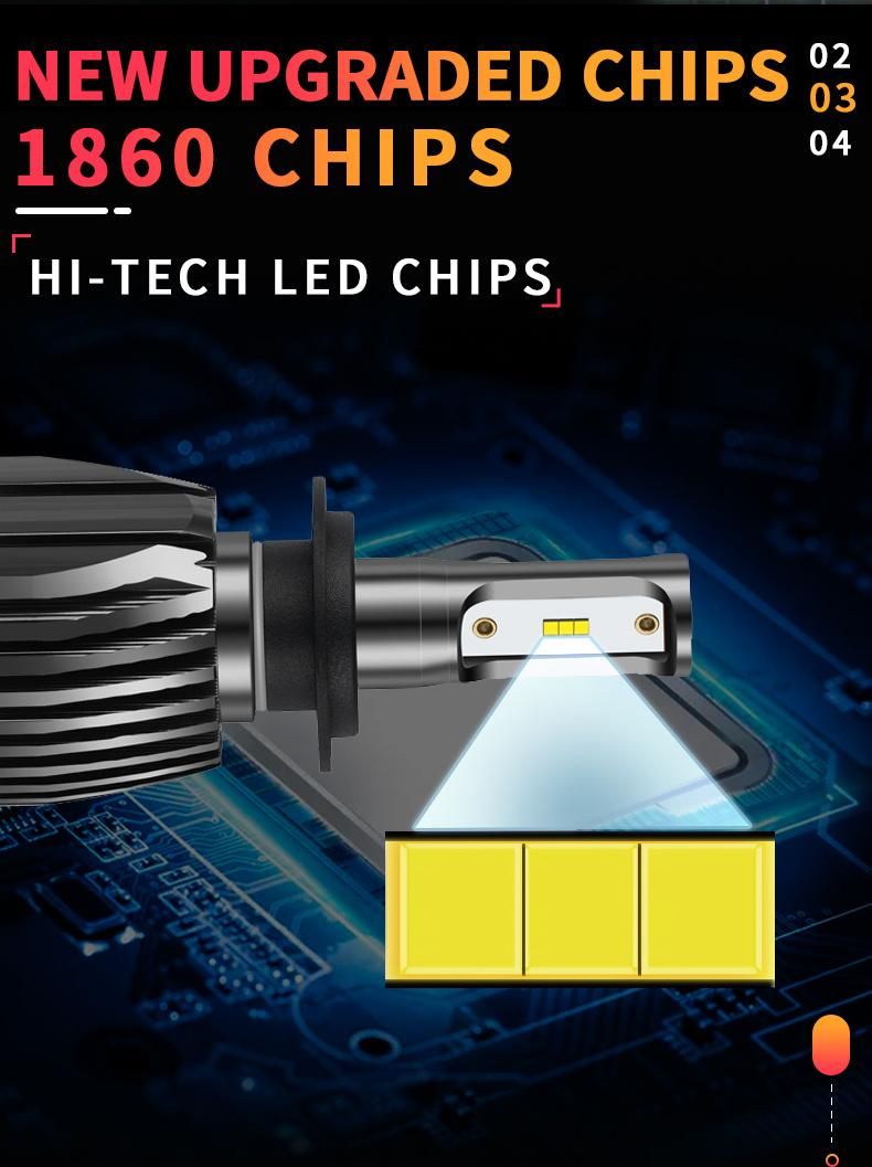 V23 High Power 40W 5500lm 1860 Chips Car LED Headlight Bulbs