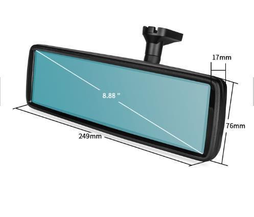 Kit Car Full Display Mirror 8.88inch IPS Screen with 1 Piece Reverse Camera 1080P View Angle 130 Degree HD Rear Camera Guideline