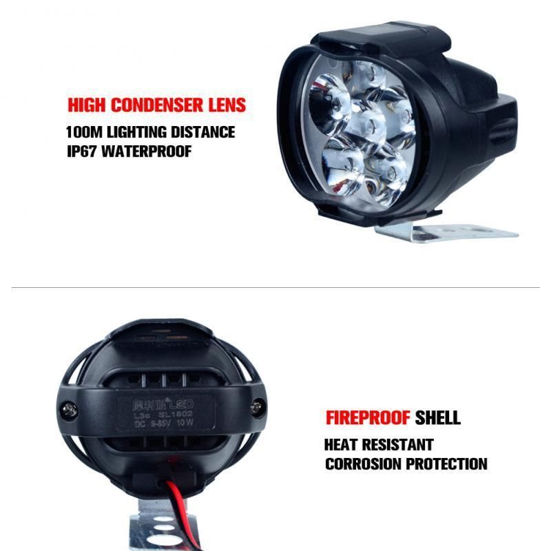 Motorcycles LED Headlight 6500K White Super Bright 6 LED Working Spot Light Motorbike Fog Lamp 1200lm LED Moto Lights