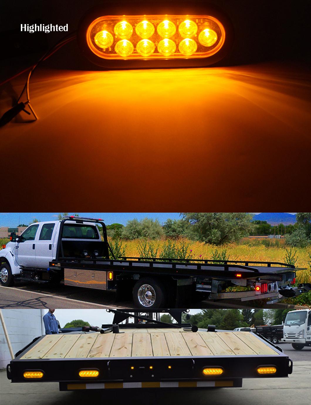 7 Inch LED Surface Mount Oval Amber Turn Signal Side Marker Tail Light