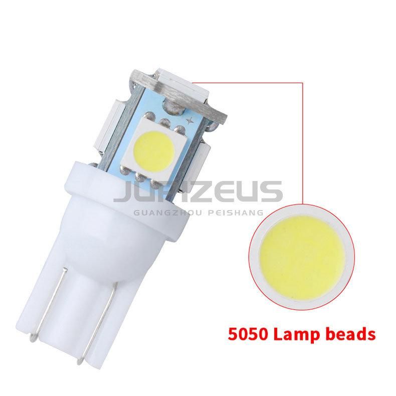 5050 Read Lamp 60lm 6000K 12V 1W T10 W5w 5SMD Aluminium LED Light Car Interior Lights for Cars