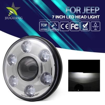 DOT Emark Left Right Hand Drive High Low Beam Round 7 Inch J008 Jeep LED Headlight