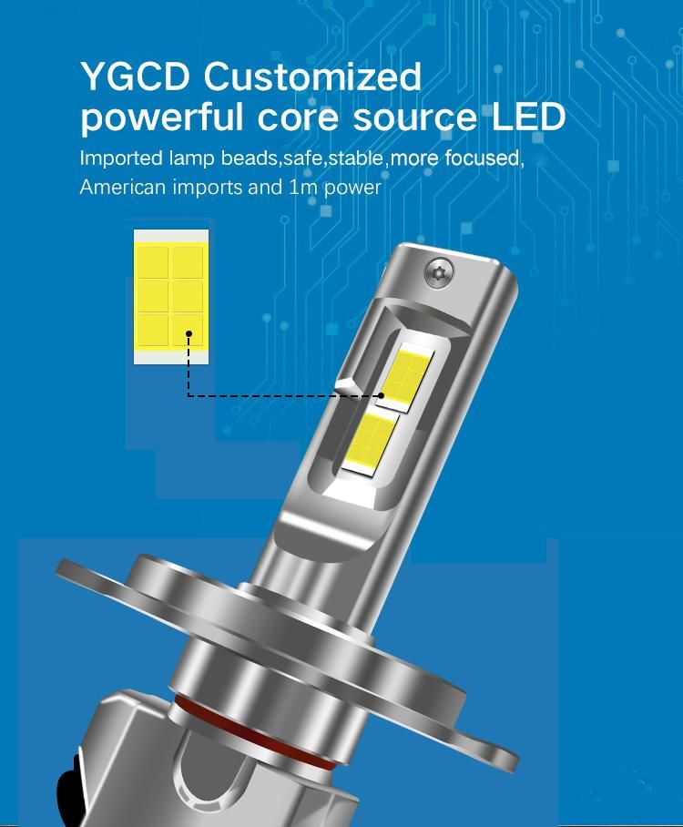 Intense Beam Csp Chip P10 H4 Without Fan Auto Lighting LED Headlight with Copper Strip Cooling