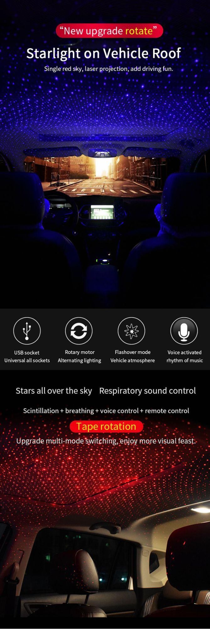 USB Star Light Interior Atmosphere Starlight for Car Home