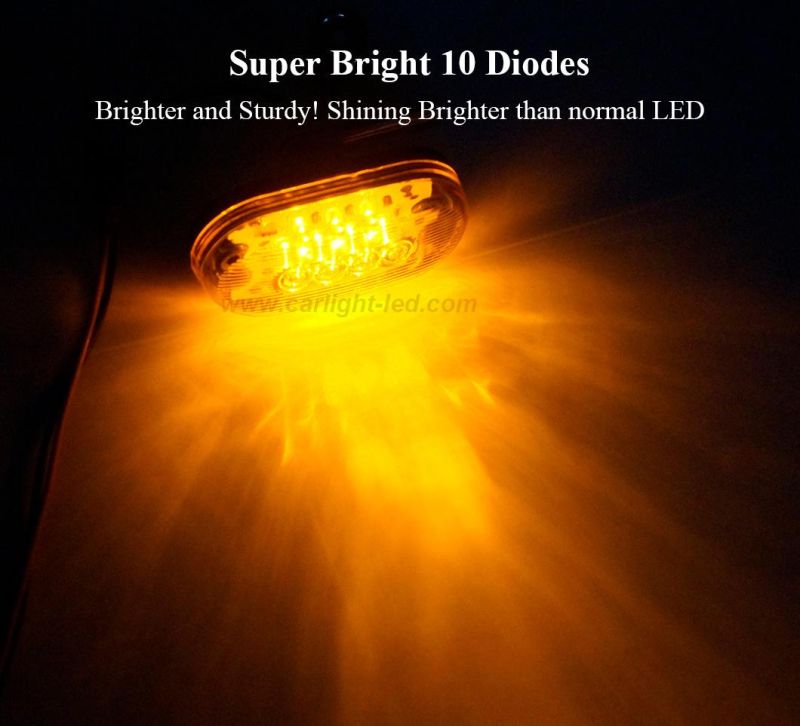 Oval LED Truck Side Marker Light Surface Mount 10 Diodes