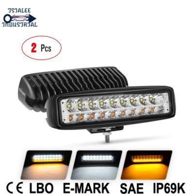 54W White/Amber Lights Bar 6 Inch Flood Fog Road Boat Driving LED Work SUV Jeep Lamp