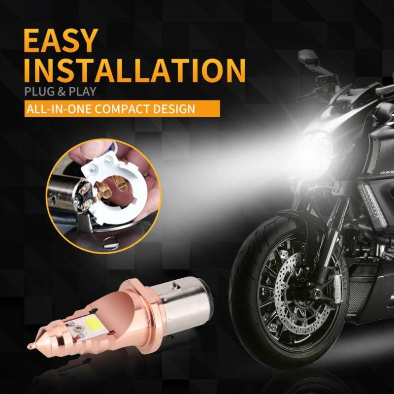 H4 Ba20d Motorcycle Headlight LED Bulbs Fog Lights COB Chips 12V 1200lm Moto Accessories for Scooter/Moped/Motor/Motorcycle