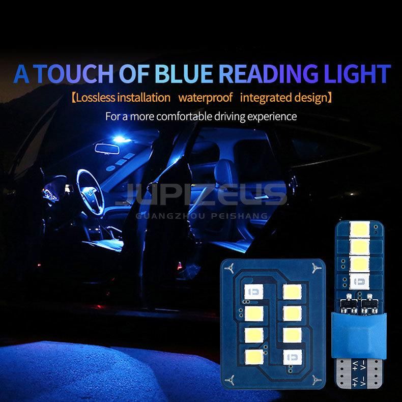 New T10 W5w 2835 8 SMD for Auto Wedge Light Width Lamp Door Parking Bulb License Plate White Blue DC 12V