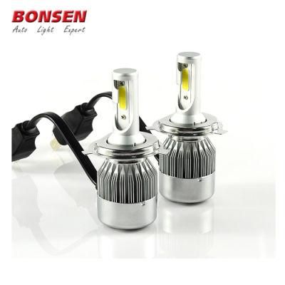 H1 H3 H4 H7 H11 H13 H27 Hb3 9004 9007 LED COB Car Headlight Lamp 72W 6000K 7600lm Automobile Headlamp Light 12V 24V C6