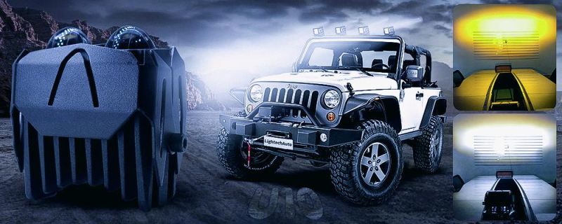Lightechauto Bi LED DRL Light Yellow&White Headlamp with 50W Motorcycle Headlight