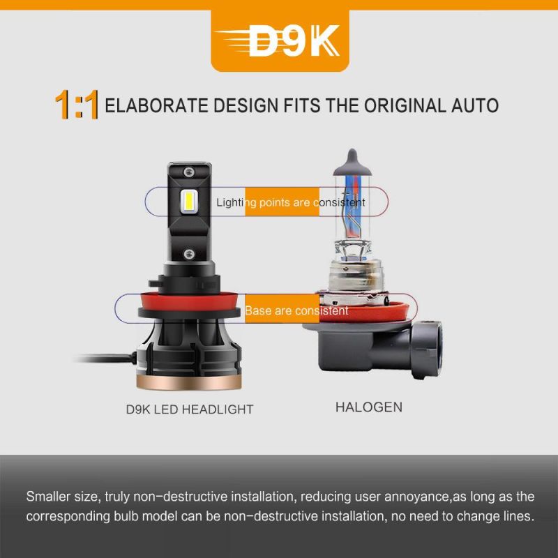 Manufacturer K9 C6 LED Car Headlight H4 H1 H3 H7 H13 H11 9004 880 9007 Auto Fog Light 72W 8000lm 6000K12V 24V for Truck.
