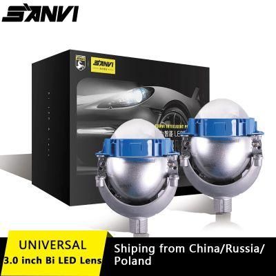 Sanvi Car 12V 45W 5500K 3 Inch H8 Bi Projector Lens Glass LED Headlights Car Truck Motorcycle Lights Lamps Aftermarket LED Universal Factory