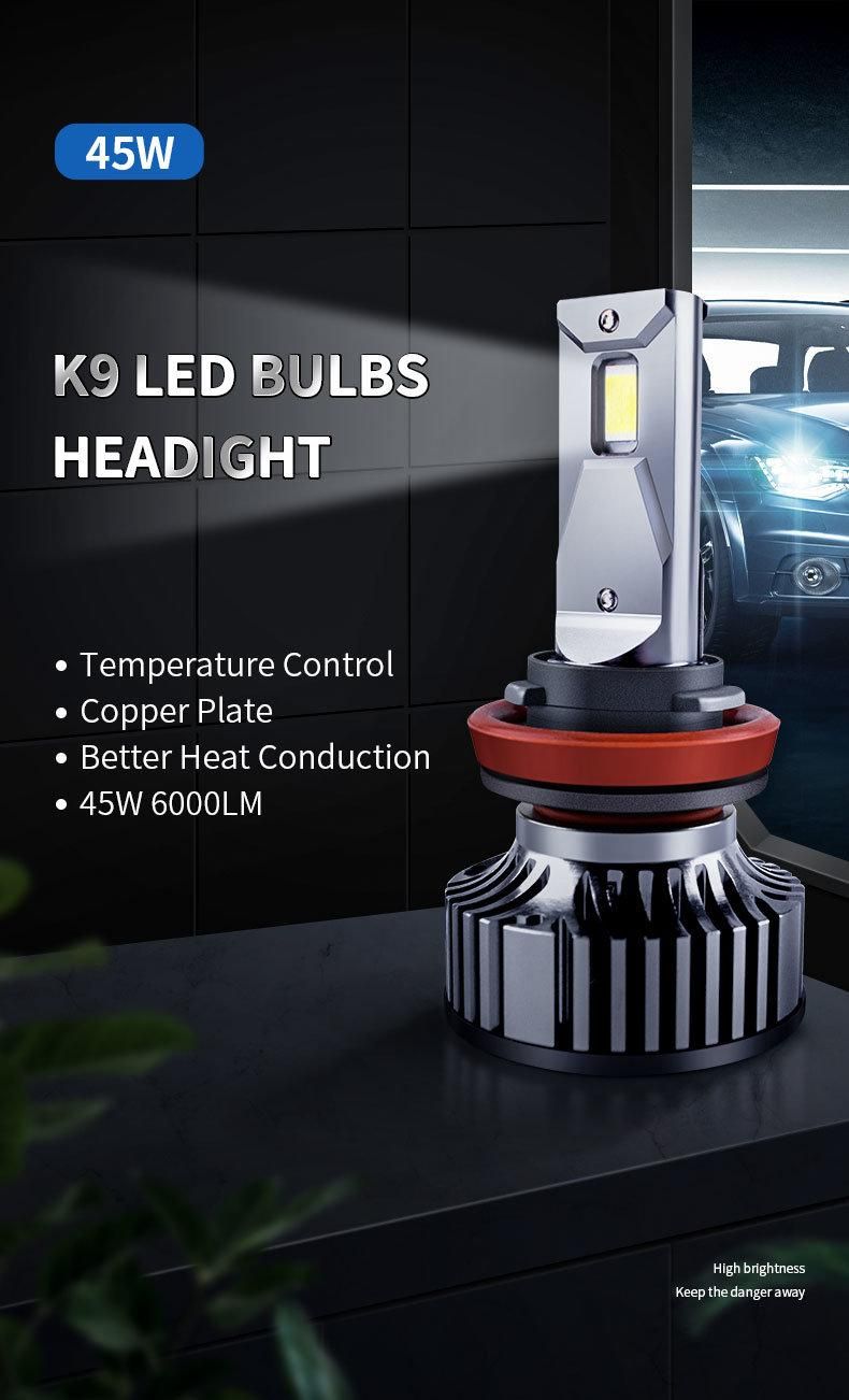 High Quality Canbus Error Free 45W LED Car Light H4 H7 H11 K9 LED Headlight Bulb for Car
