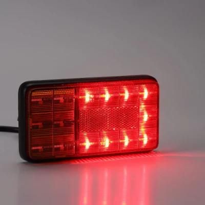 LED Auto Lights Factory 12V Rectangle Commercial LED Turn Stop Combination Tail Lights Truck Trailer Rear Lamps