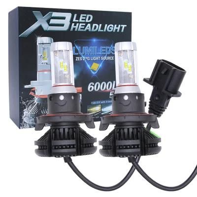 50W LED Vehicle Headlights 6000lumen &#160; 12V Automotive Headlights H4 H13 9004 9007 LED Headlights