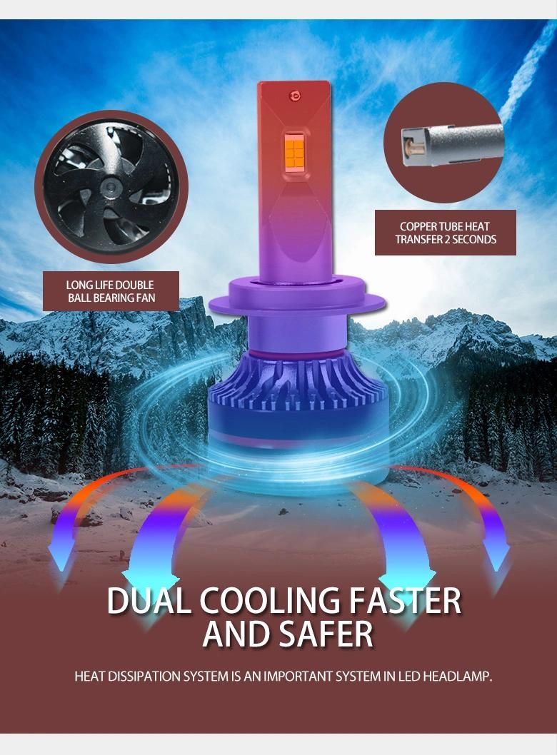 Conpex Hot Sale High Quality H1 H4 H7 H11 9005 M8 PRO Cooling Fan Csp Auto LED Headlight Bulb