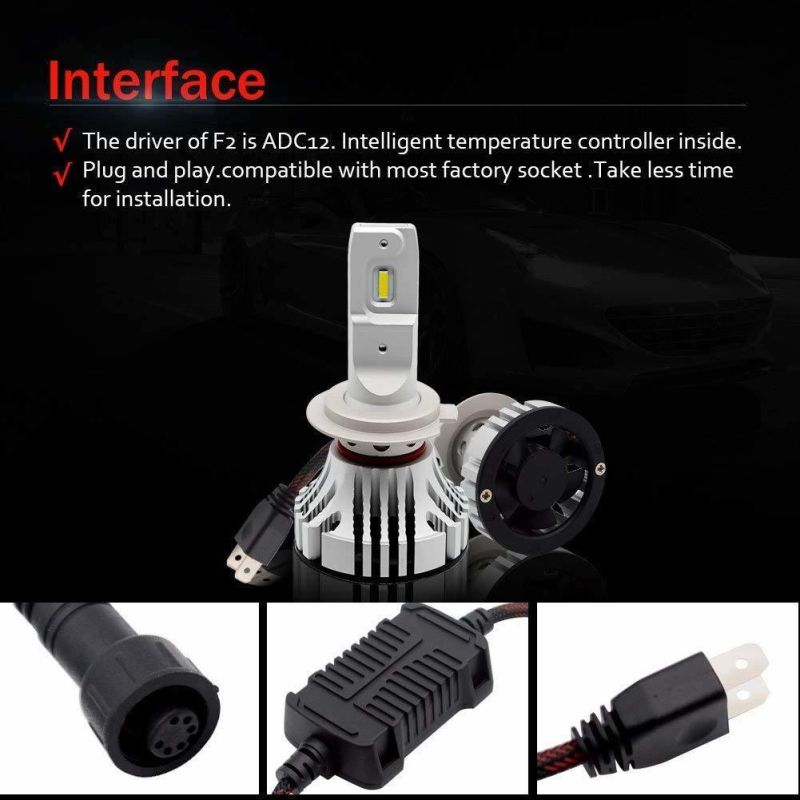 2020 New Products Wholesale F2 Headlight LED H4, Built-in Decoder Fan Cooling Super Bright Car Headlight Bulbs