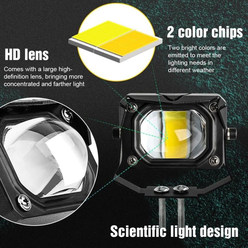 U9-P Motorcycle Lighting System 30W LED Motorcycle Headlight Faro Moto Dual Color White Yellow Kit